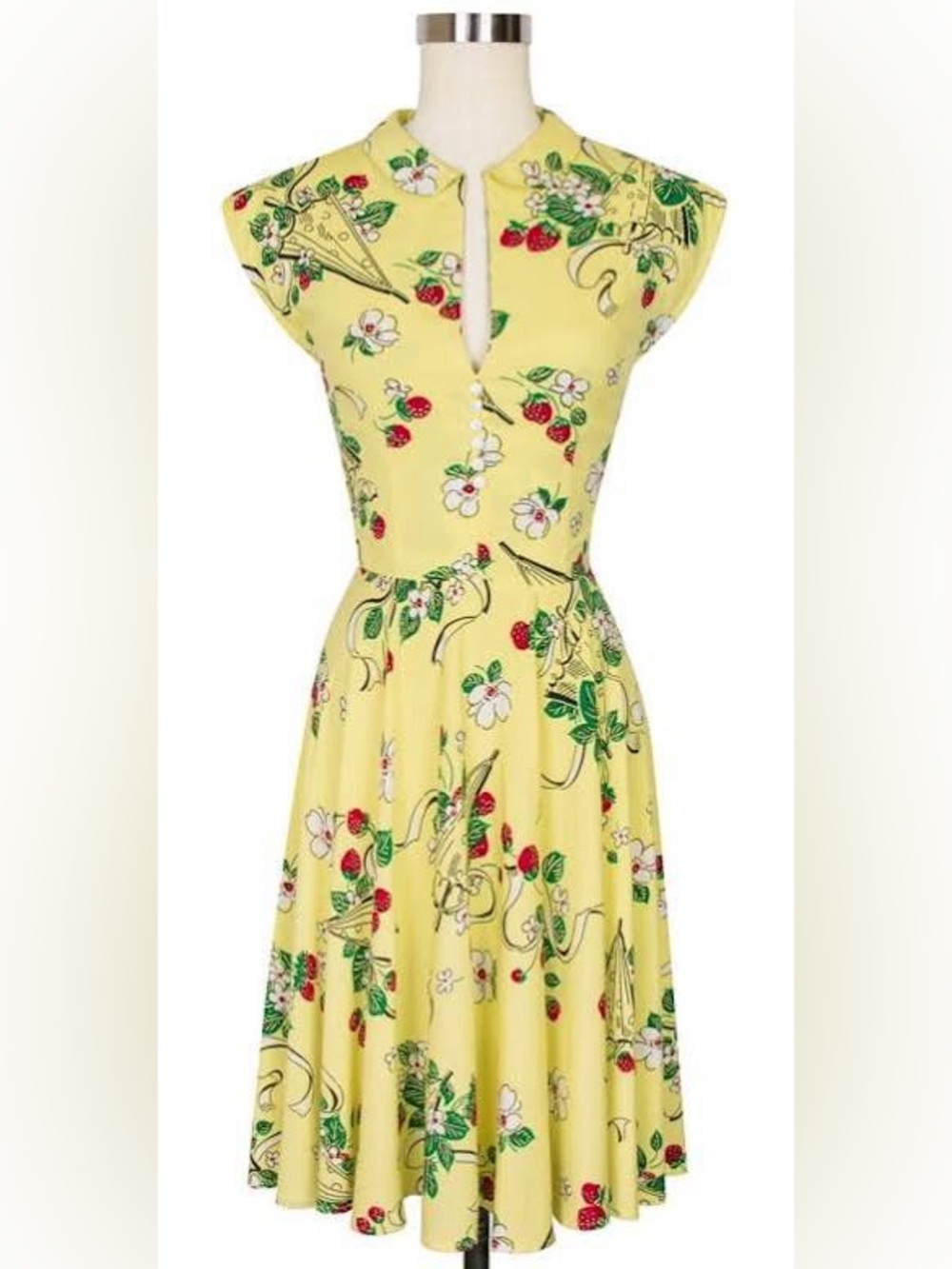 Vintage Inspired Yellow Floral Dress